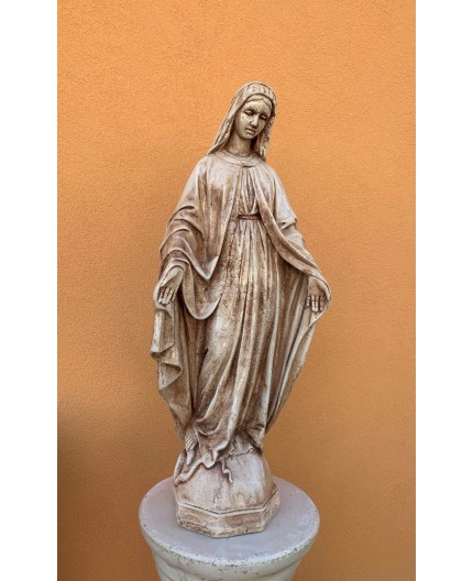 Madonna Immacolata Miracolosa Con Base Esagonale in cemento H60